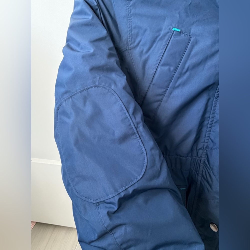 EUC Lands' End Girls Navy Sherpa Hooded Expedition Parka with Teal Trim, Size 14 - Picture 8 of 16